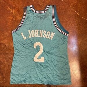 Vintage 90s Champion Jersey Charlotte Hornets Larry Johnson NBA
